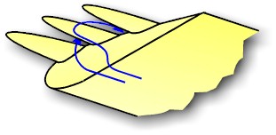 A view on the underside of the wingtip. The air leaks between the feathers, but not all the air can pass. So some of the air will take the way along the feathers.